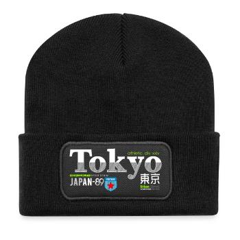 Tokyo Vintage Sport Denim - Recycelte Patch Beanie - Schwarz - Vorne