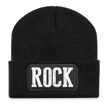 Vintage Rock and Roll Typography Design - Recycled Patch Beanie - black - Front
