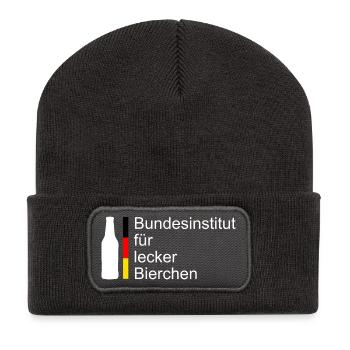 Bundesinstitut für Lecker Bierchen - Recycelte Patch Beanie - Dunkelgrau - Vorne