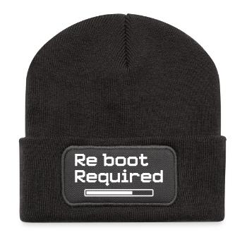 Reboot Required – Retro-Gaming-Style - Recycelte Patch Beanie - Dunkelgrau - Vorne