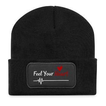 Feel Your Heart Statement Saying - Recycled Patch Beanie - black - Front