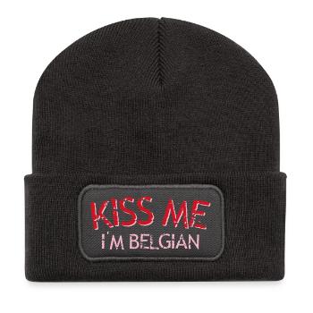 Kiss Me Belgium T-Shirt - Recycled Patch Beanie - dark grey - Front
