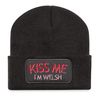 Kiss me I'm Welsh - Recycled Patch Beanie - dark grey - Front