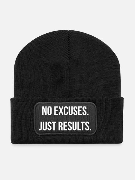 NO EXCUSES. JUST RESULTS. | Greyline Official - Recycelte Patch Beanie - Schwarz