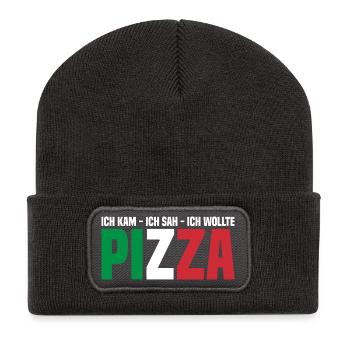 Manger de la pizza - Beanie recyclé à patch - charbon - Devant