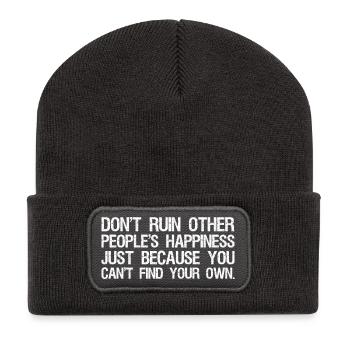 don't ruin other people's happiness just because - Recycled Patch Beanie - dark grey - Front