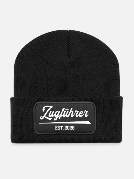 Zugführer 2026 Feuerwehrmann Zug Feuerwehr FFW - Recycelte Patch Beanie - Schwarz