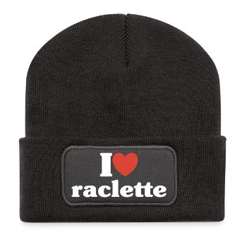 Ich liebe Raclette liebe Humor Käse Geschenkski - Recycelte Patch Beanie - Dunkelgrau - Vorne