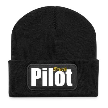 Pilot Bruchpilot Ironie Draufgänger Segelfliegen  - Recycelte Patch Beanie - Schwarz - Vorne
