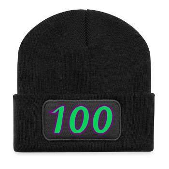100. 100 JAHRE. 100-JÄHRIGES JUBILÄUM. GEBURTSTAG 100 - Recycelte Patch Beanie - Schwarz - Vorne