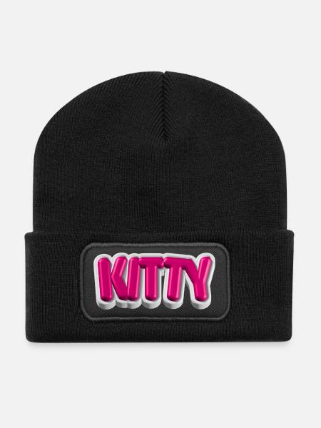KITTY – 3D-Typografie für Katzenliebhaber - Recycelte Patch Beanie - Schwarz