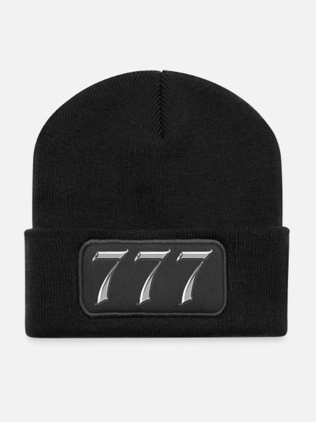 Numéro d’ange 777 Chance - Beanie recyclé à patch - noir