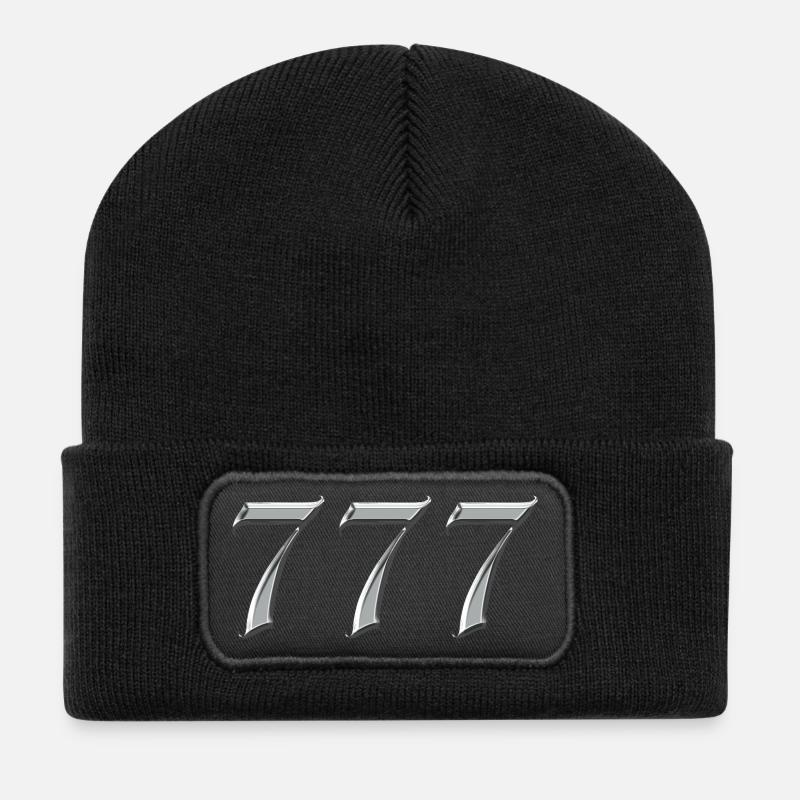 Angel Number 777 Luck - Recycled Patch Beanie - black