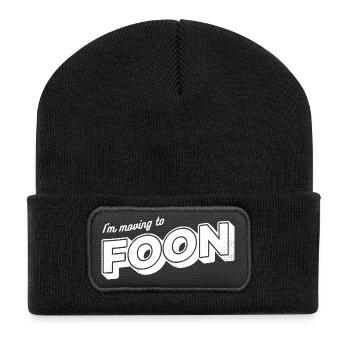 Ich ziehe nach Foon - Recycelte Patch Beanie - Schwarz - Vorne