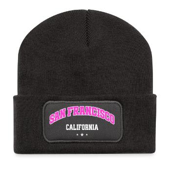 Style universitaire californien de San Francisco - Beanie recyclé à patch - charbon - Devant