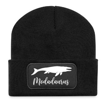 Modadaurus Mosasaurus Dinosaur Dad - Recycled Patch Beanie - black - Front