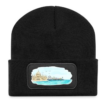 Brighton Royal Pavilion Pier Seaside Art - Recycelte Patch Beanie - Schwarz - Vorne