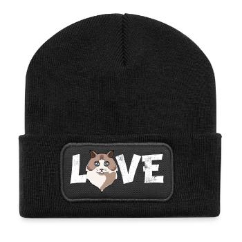 Ragdoll Katzenliebhaber Katze Mama Katze Papa Kätzchen - Recycelte Patch Beanie - Schwarz - Vorne