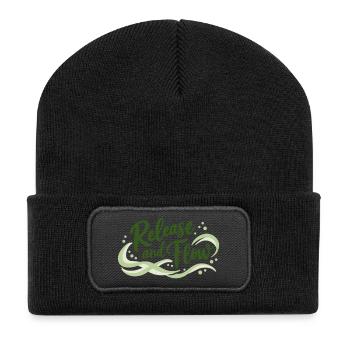 Release and Flow Loslassen und Energiefluss - Recycelte Patch Beanie - Schwarz - Vorne