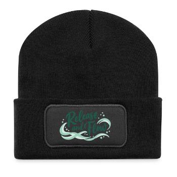 Release and Flow Loslassen und Energiefluss - Recycelte Patch Beanie - Schwarz - Vorne