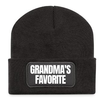 Favorite Grandchild Funny I'm Grandma's Favorite - Recycelte Patch Beanie - Dunkelgrau - Vorne
