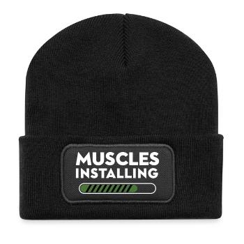Muscles Installing Progress Graphic - Recycled Patch Beanie - black - Front