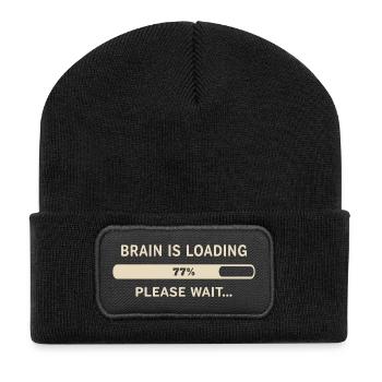 Gehirn wird geladen – Bitte warten - Recycelte Patch Beanie - Schwarz - Vorne