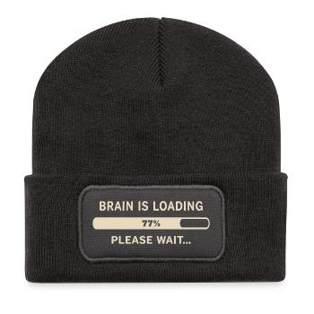 Gehirn wird geladen – Bitte warten - Recycelte Patch Beanie - Dunkelgrau - Vorne