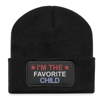 Enfant préféré Drôle Je suis l’enfant préféré - Beanie recyclé à patch - noir - Devant