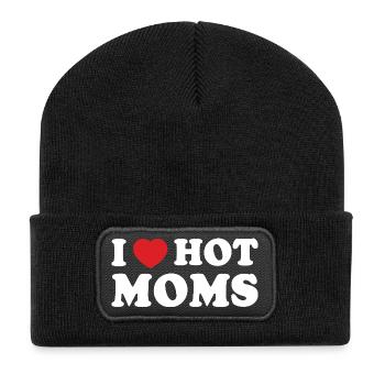 Fettes Retro-Herz-Mama-Slogan-T-Shirt - Recycelte Patch Beanie - Schwarz - Vorne