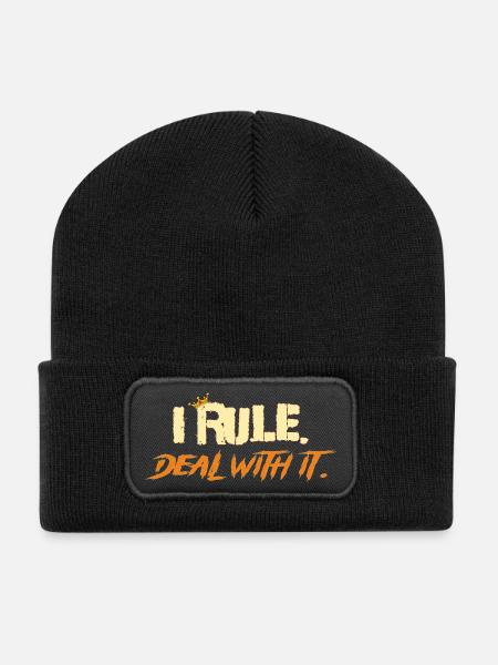 I_rule_2 - Beanie recyclé à patch - noir
