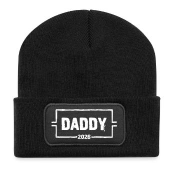 DADDY 2026 Stolzer werdender Vater - Recycelte Patch Beanie - Schwarz - Vorne