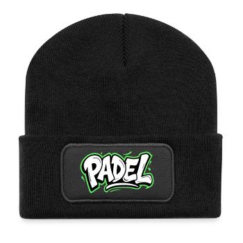Padel Graffiti Style Sport Urban Look - Recycelte Patch Beanie - Schwarz - Vorne