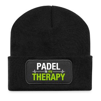 Padel is my therapy Herzschlag Sport Statement - Recycelte Patch Beanie - Schwarz - Vorne