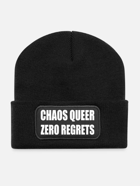 Chaos Queer Zéro Regret - Beanie recyclé à patch - noir