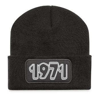 Jahreszahl 1971 - Recycelte Patch Beanie - Dunkelgrau - Vorne