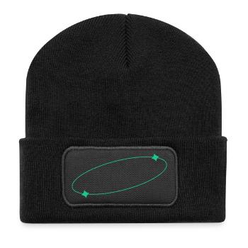 Anneau elliptique en étoile - Beanie recyclé à patch - noir - Devant