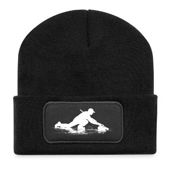 Joueurs de curling Sports d’hiver Curling - Beanie recyclé à patch - noir - Devant