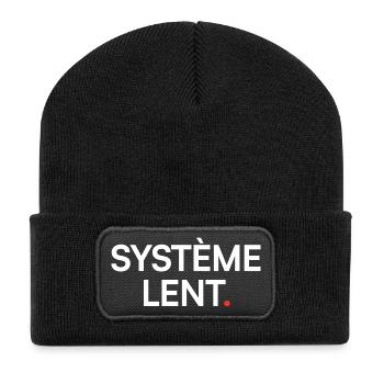Système lent humour fatigue travail - Beanie recyclé à patch - noir - Devant