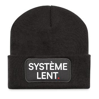 Slow system, humor, fatigue, work - Recycled Patch Beanie - dark grey - Front