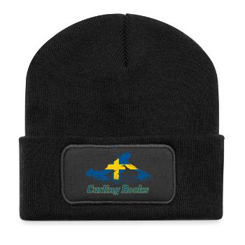 Le curling rocks Suède Fan Merch - Beanie recyclé à patch - noir - Devant