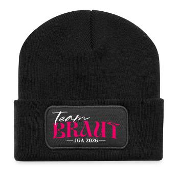 Junggesellinnenabschied 2026 Team Braut JGA Damen - Recycelte Patch Beanie - Schwarz - Vorne