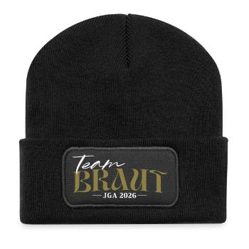 Junggesellinnenabschied 2026 Team Braut JGA Damen - Recycelte Patch Beanie - Schwarz - Vorne