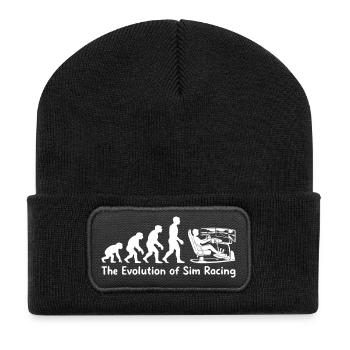 Die Evolution des Sim Racings - Recycelte Patch Beanie - Schwarz - Vorne