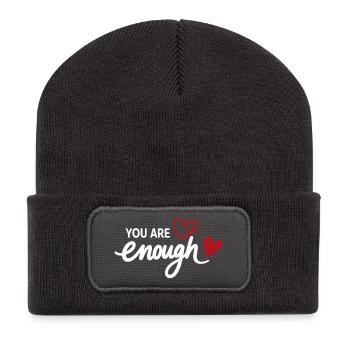 You Are Enough Herz Achtsamkeit Statement - Recycelte Patch Beanie - Dunkelgrau - Vorne