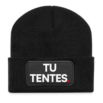Tu tentes - Beanie recyclé à patch - noir - Devant
