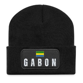 Gabunische Flagge, gabunischer Patriot - Recycelte Patch Beanie - Schwarz - Vorne