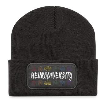 Neurodiversité Typographie florale arc-en-ciel - Beanie recyclé à patch - charbon - Devant
