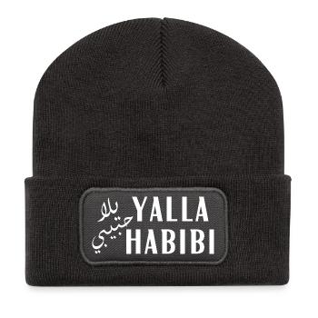Yalla Habib Typographie arabe audacieuse - Beanie recyclé à patch - charbon - Devant