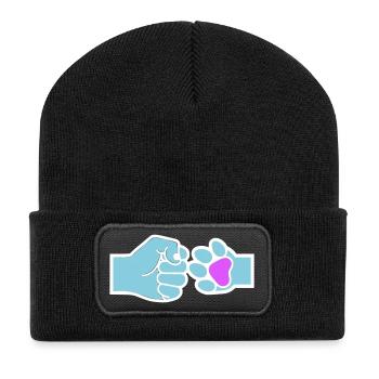 Fist Paw Check Human Animal Team - Recycled Patch Beanie - black - Front